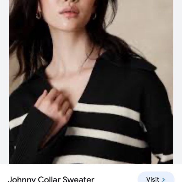 Banana Republic Johnny Collar Sweater Size XSmall Black and White. - Picture 2 of 5